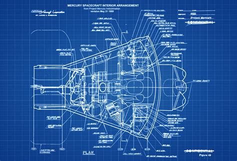 Mercury Spacecraft Blueprint – Space Art, Aviation Art, Blueprint, Pilot Gift, Aircraft Decor ...