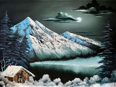 Bob Ross Winter Night Scene