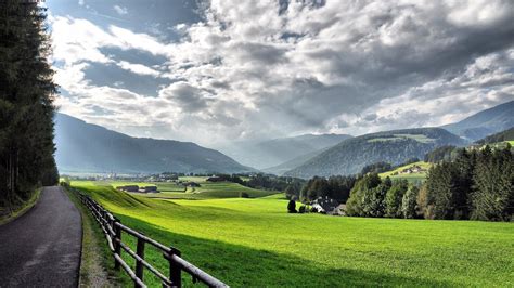 Country Road Thru A Beautiful Alpine Valley In Summer wallpaper ...