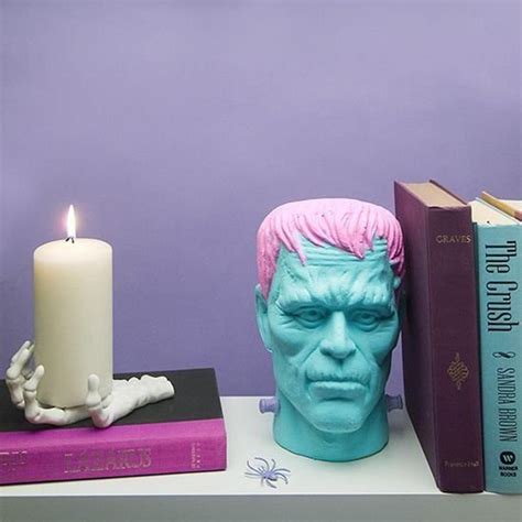 Frankenstein Bust Head / Witchy Goth Decor Halloween Statue / Weird Stuff / Pink & Blue Pastel ...