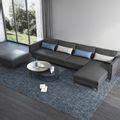 Modern Round Nesting 2-Piece Extendable Gray & Black Living Room Accent Coffee Table-Homary