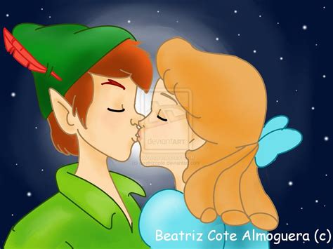 Peter pan and Wendy Kiss by beatrizcote.deviantart.com on @deviantART | Sleeping drawing, Peter ...