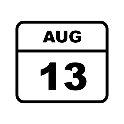 August 13th Date on a Single Day Calendar 504763 Vector Art at Vecteezy