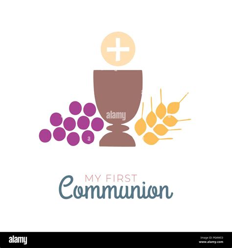 First communion symbols for a nice invitation design. Church and ...