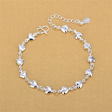 925 Silver Heart Bracelets 925 Fashion Charm Bracelets Fine Fashion Bracelet Jewelry For Woman ...