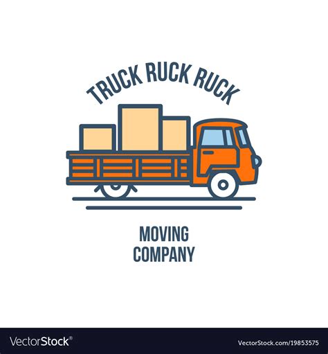 Truck with cargo moving company logo Royalty Free Vector