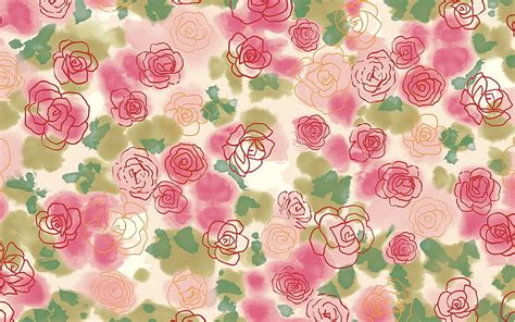 HD wallpaper: pink and green floral wallpaper, flowers, roses, drawing ...