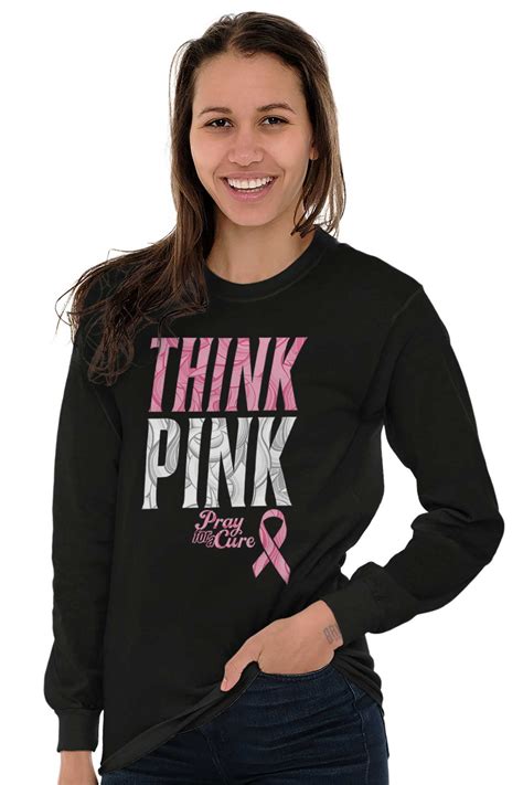 Brisco Brands - Breast Cancer Awareness Long Sleeve T-Shirts Tee For Women Breast Cancer Pink ...