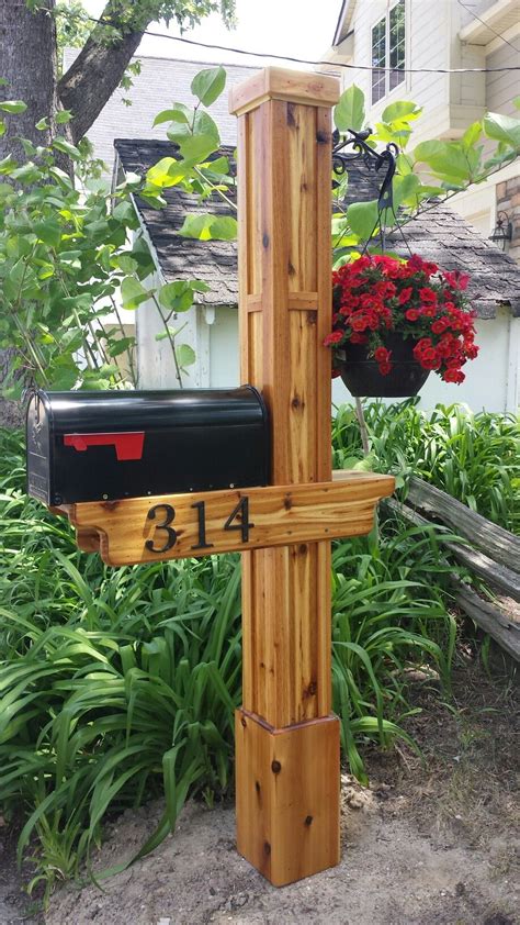 Cedar mailbox post | Wooden mailbox, Mailbox landscaping, Mailbox design