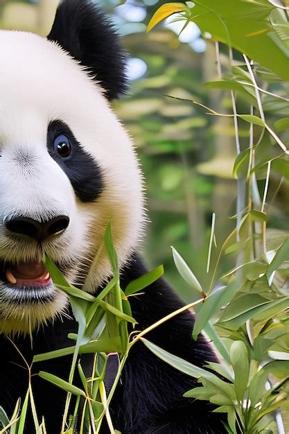 Premium AI Image | A closeup view of a panda bear in its natural ...