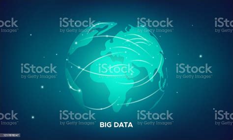 Earth Planet Big Data Stream World Globe Map Stock Illustration - Download Image Now - Vector ...