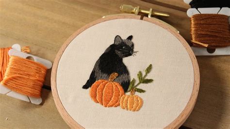 Black Cat Embroidery Pattern + Tutorial - Crewel Ghoul