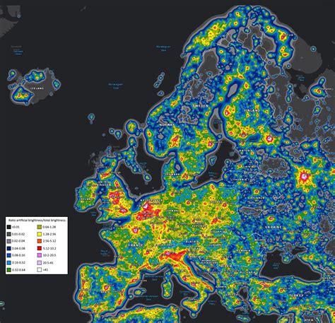 Light pollution in Europe - Vivid Maps