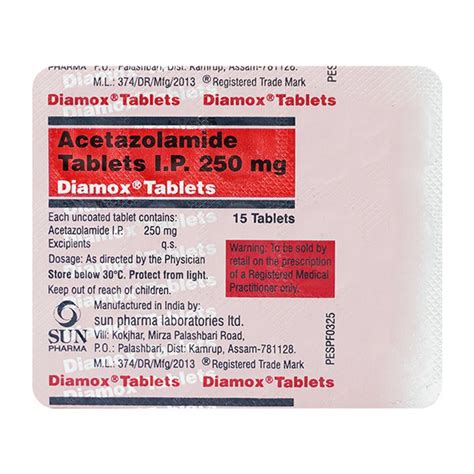 Diamox 250mg Tablet 15'S : Price, Uses, Side Effects | Netmeds