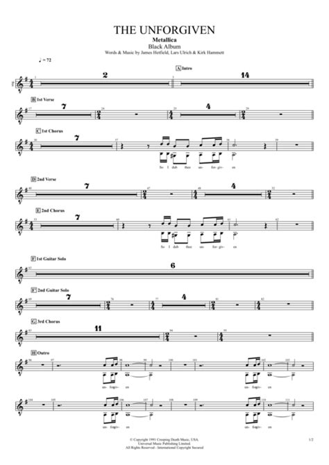 The Unforgiven Tab by Metallica (Guitar Pro) - Full Score | mySongBook