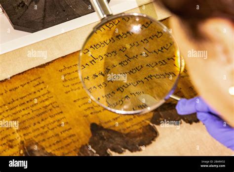 Dead Sea Scrolls in the Shrine of the Book in the Israel Museum Jerusalem, Israel Stock Photo ...