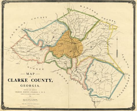 1898 Map of Clarke County Georgia Athens landowner reprint