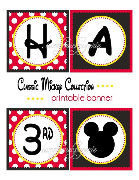 Mickey Mouse Printable banner http://www.etsy.com/listing/75067622/classic-mickey-party ...