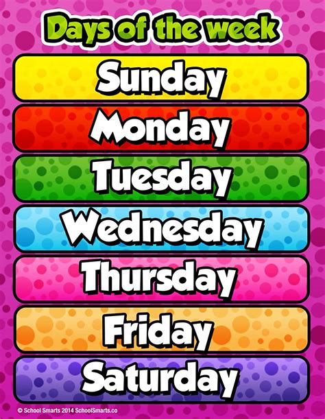 Printable Days Of The Week Clipart