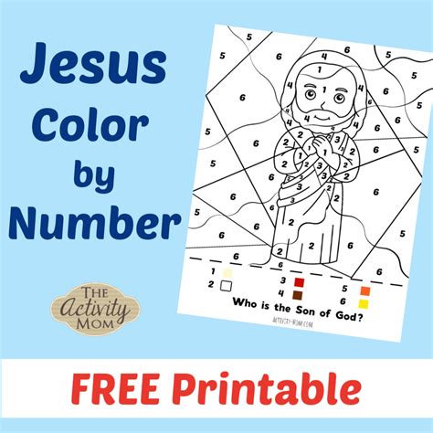 Jesus Color by Number Free Printable - The Activity Mom