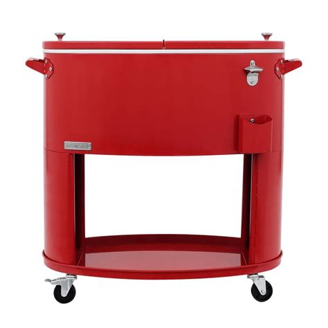 PERMASTEEL 80QT Sporty Oval Shape Rolling Patio Cooler in Red PS-207-RD - The Home Depot