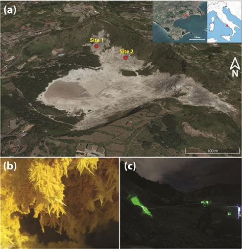 (a) Solfatara crater in a 3D perspective view of from the south and its ...