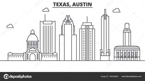 Texas Austin architecture line skyline illustration. Linear vector ...