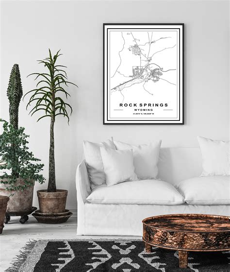 ROCK SPRINGS MAP High Res Map Map of Rock Springs Rock - Etsy