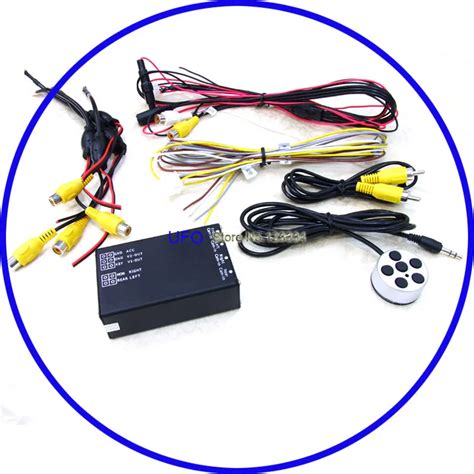 All round view car camera control box for 4 camera system Backup camera+Front camera+Left Side ...