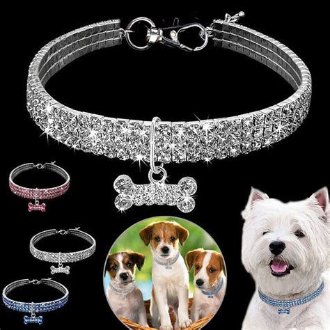 Exquis Bling Cristal Collier de Chien Diamant Chiot Pet Brillant ...