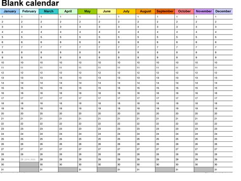 Yearly Calendar Word Template in 2020 | Printable blank calendar, Printable calendar template ...