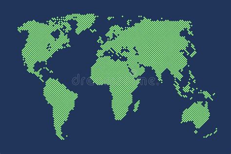 Abstract Pixel World Map. Halftone Style. Vector Illustration Stock Vector - Illustration of ...