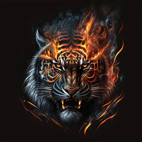 Fire tiger head by betusixart on DeviantArt