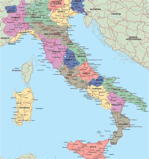 italy political map. Illustrator Vector Eps maps. Eps Illustrator Map for your project