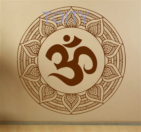 Mandala Wall Decal Om Symbol Indian Pattern Vinyl Stickers Namaste Yoga Home Interior Design Art ...