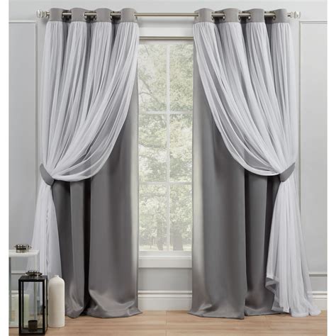 Exclusive Home Curtains Catarina Layered Solid Blackout and Sheer Grommet Top Curtain Panels, 52 ...
