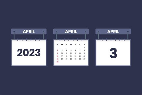 3 April 2023 calendar icon for schedule, appointment, important date ...