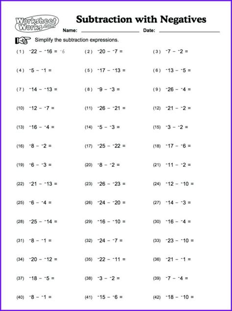 Add And Subtract Integers Worksheet - Printable Word Searches