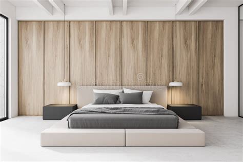 Modern Wooden Master Bedroom Interior Stock Illustration - Illustration of home, furniture ...