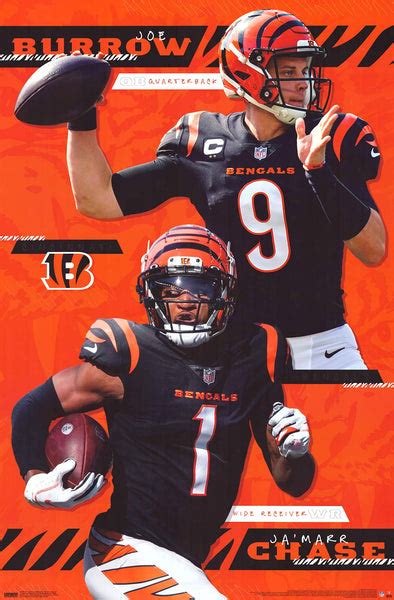 Poster: Joe Burrow & Ja'Marr Chase - Cincinnati Bengals NFL (22"x34 ...