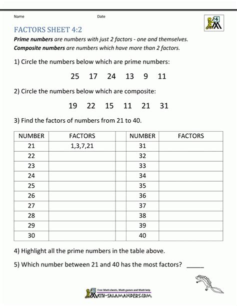 Factors And Multiples Worksheet Pdf - Free Printable