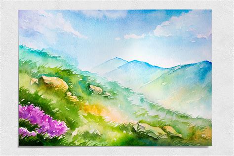 Spring Landscapes. Watercolor. (16169) | Illustrations | Design Bundles