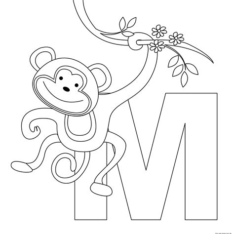 Printable animal alphabet letters m coloring pages