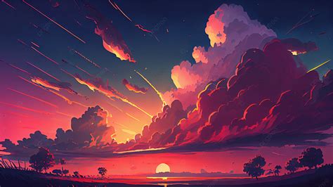 Sky Sunset Sunset Illustration Background, Sky, Sunset, Sunset ...