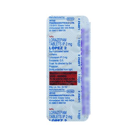 LOPEZ 2MG TABLET 10'S, Price, Composition & Generic Alternatives - Medkart