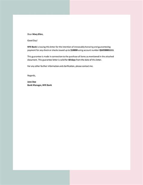 Guarantee Letter Sample Template - Google Docs, Word | Template.net