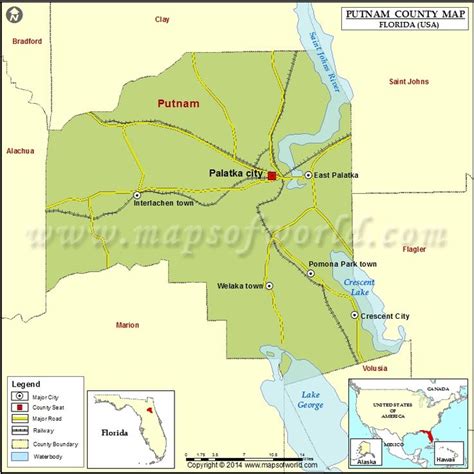 Putnam County Map, Florida | County map, Putnam county, Florida county map