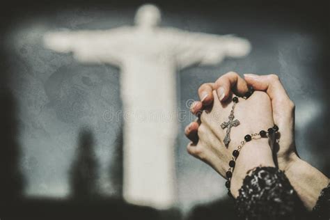 Praying Hands with Rosary in Church Stock Image - Image of catholic, church: 142582947