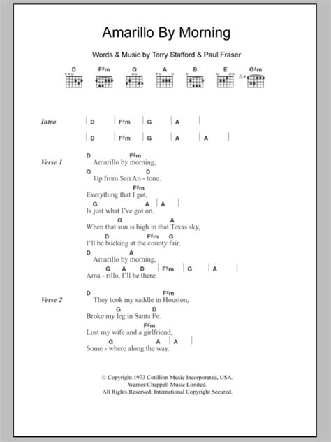 Amarillo By Morning by George Strait Sheet Music for Guitar Chords ...