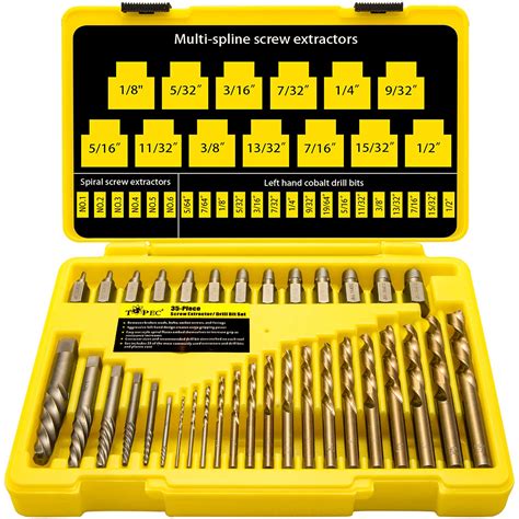 Buy Topec 35-Piece Screw Extractor and Drill Bit Set, Bolt extractors ...